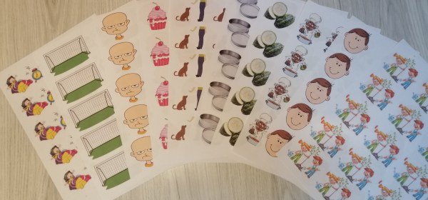 Kes-yapıştırlar ve resimli hece-kelime kartları