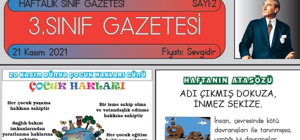 SINIF GAZETEMİZİN İKİNCİ SAYISI ÇIKTI!
