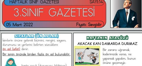 SINIF GAZETEMİZİN 15. SAYISI ÇIKTI