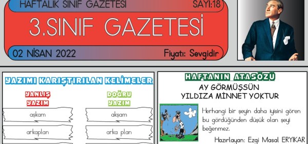 SINIF GAZETEMİZİN 18. SAYISI ÇIKTI