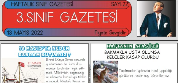SINIF GAZETEMİZİN 22. SAYISI ÇIKTI