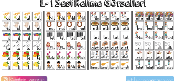 l – L Sesi Deftere Kes Yapıştır Resimli Kelime Kartları